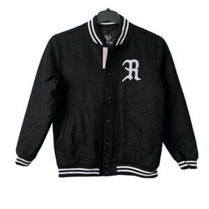 Remix Taipei Black Varsity Jacket Embroidered Logo Wool Quilted Lining Size S